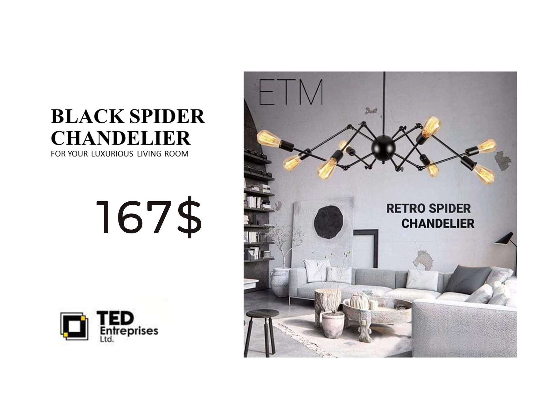 BLACK SPIDER CHANDELIER