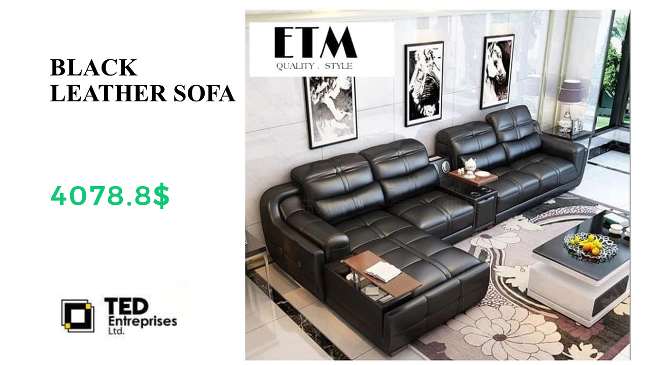 BLACK LEATHER SOFA