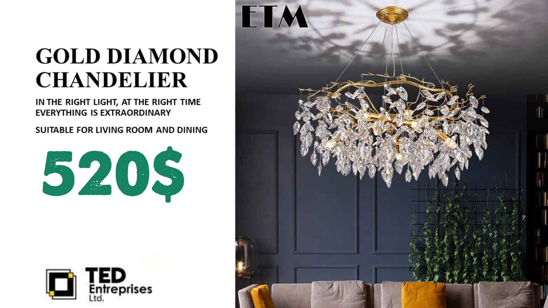 GOLD DIAMOND CHANDELIER