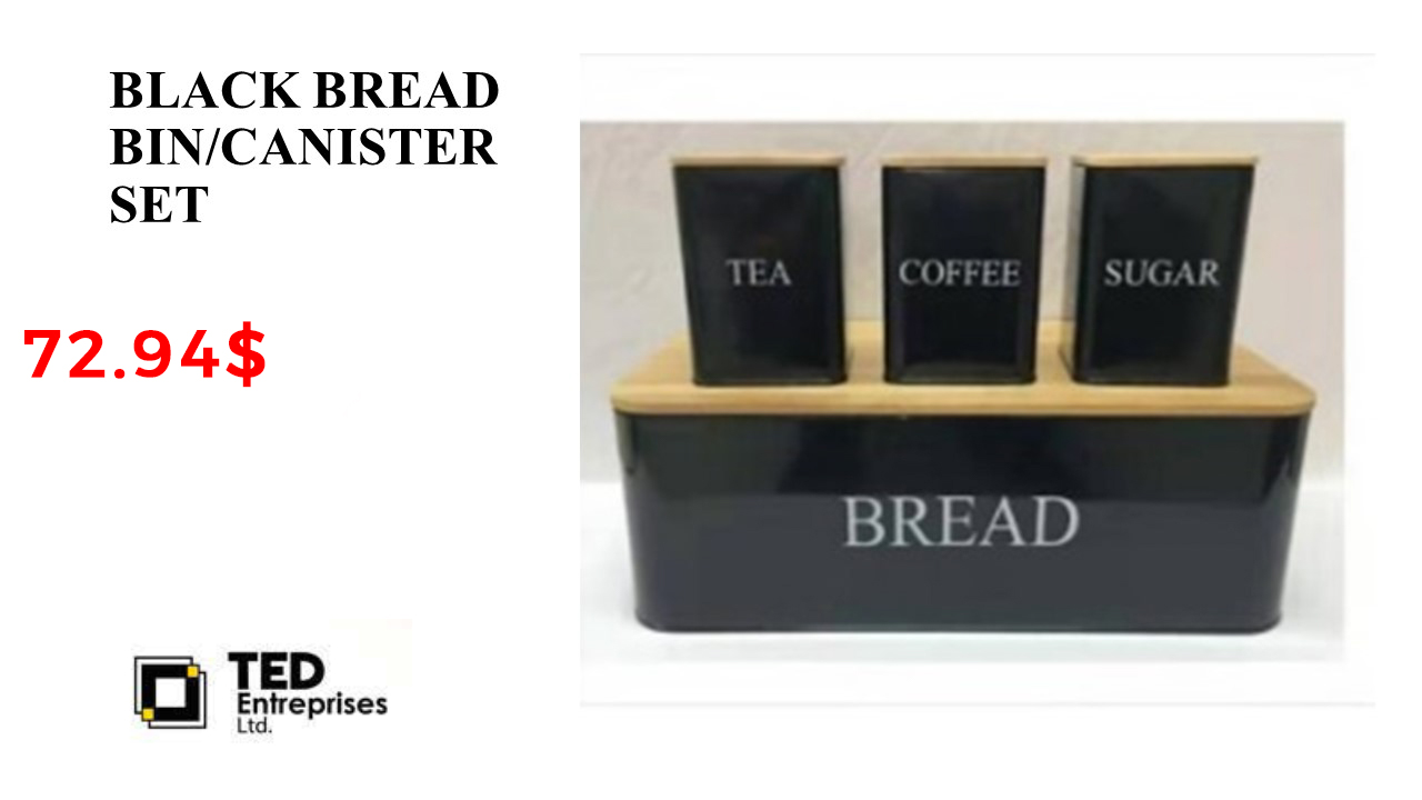 BLACK/CREAM BREAD BIN/ CANISTER SET