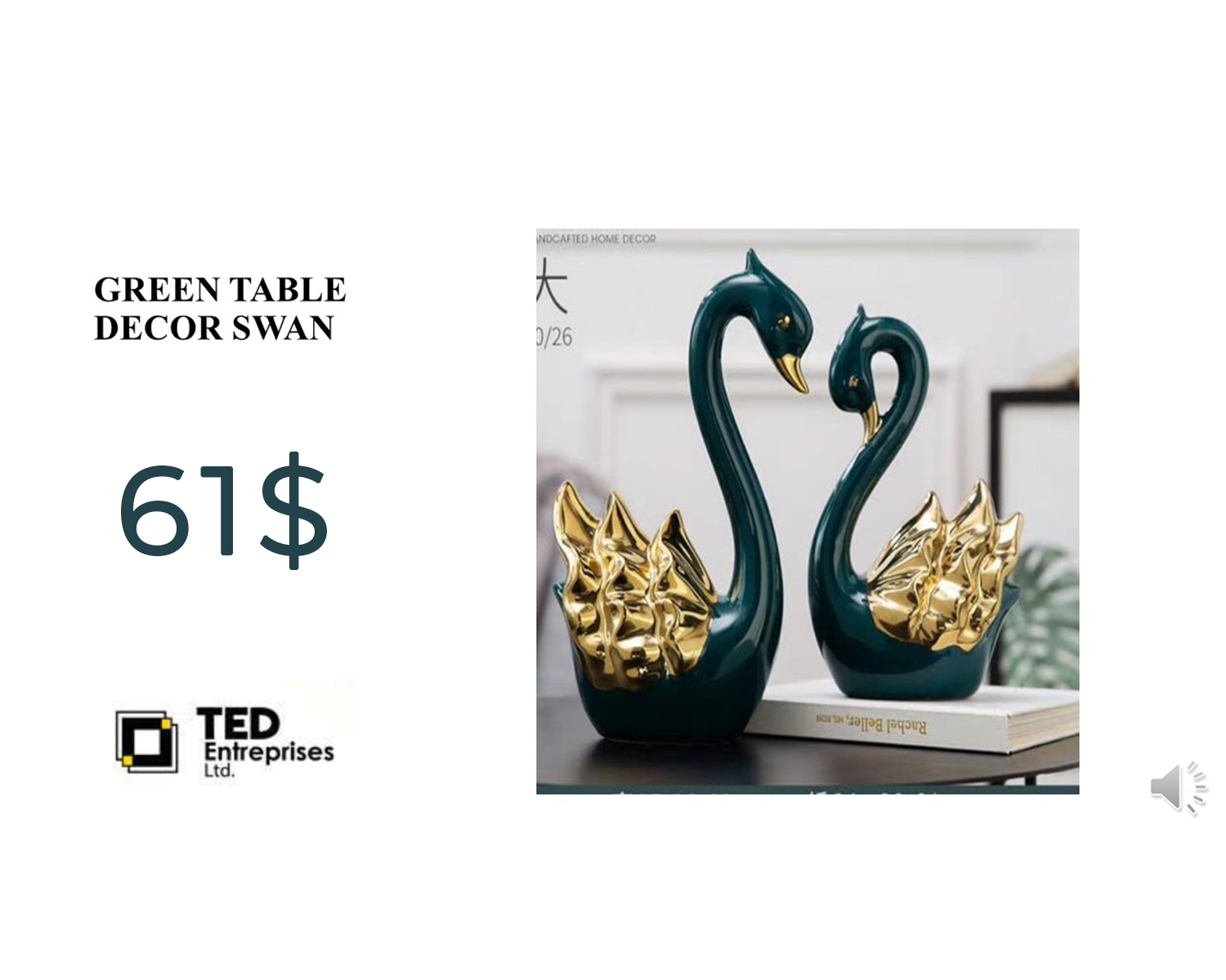 GREEN TABLE DECOR SWAN