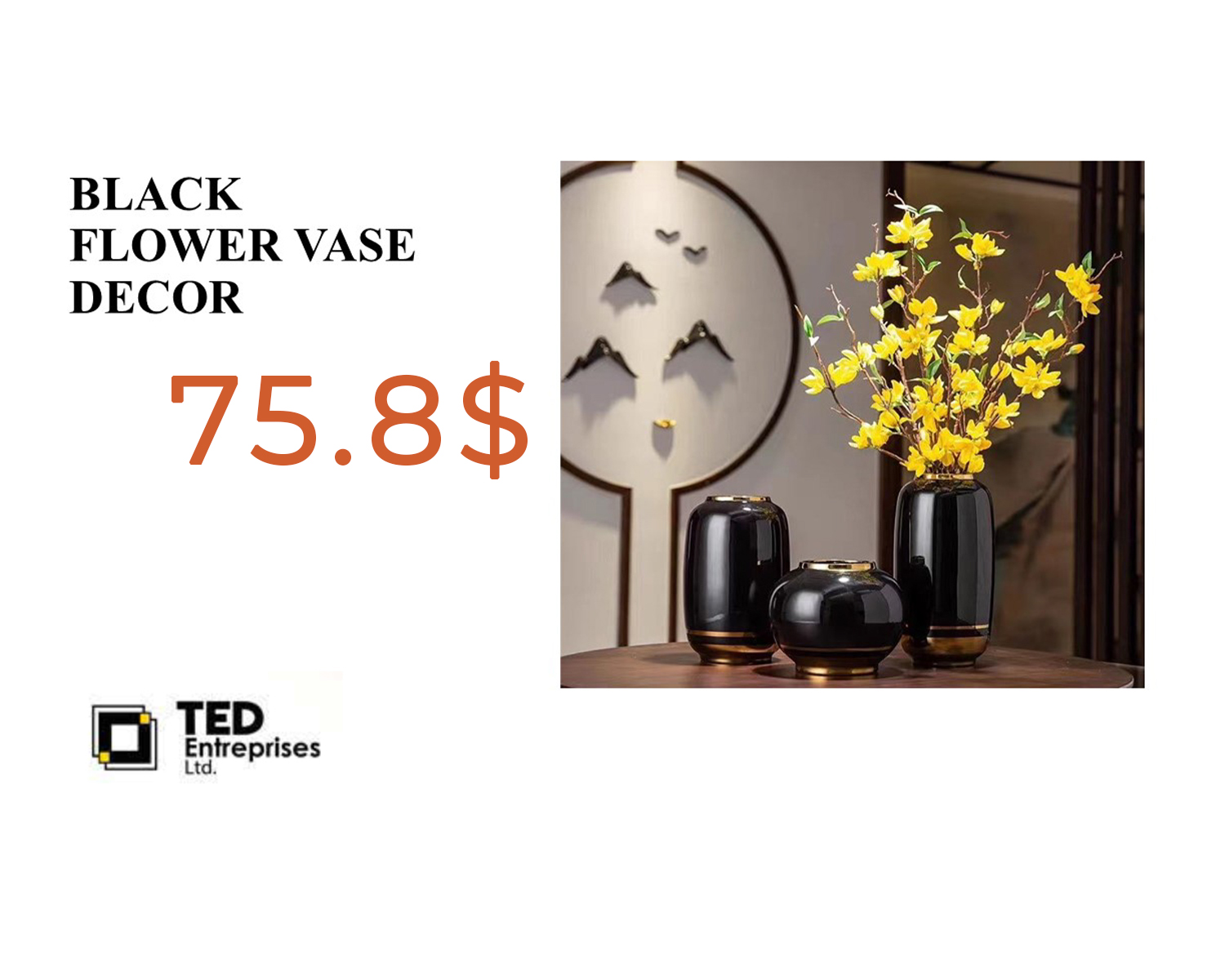 BLACK FLOWER BASE DECOR