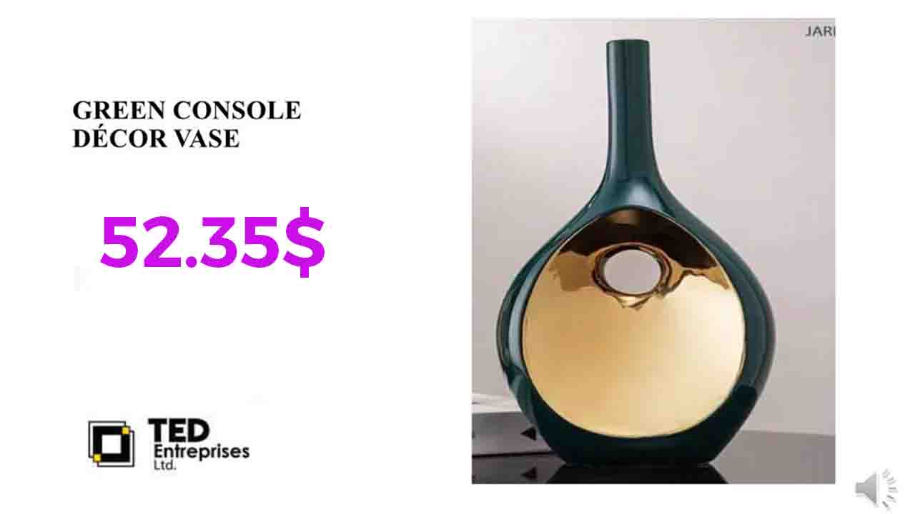 green console vase 