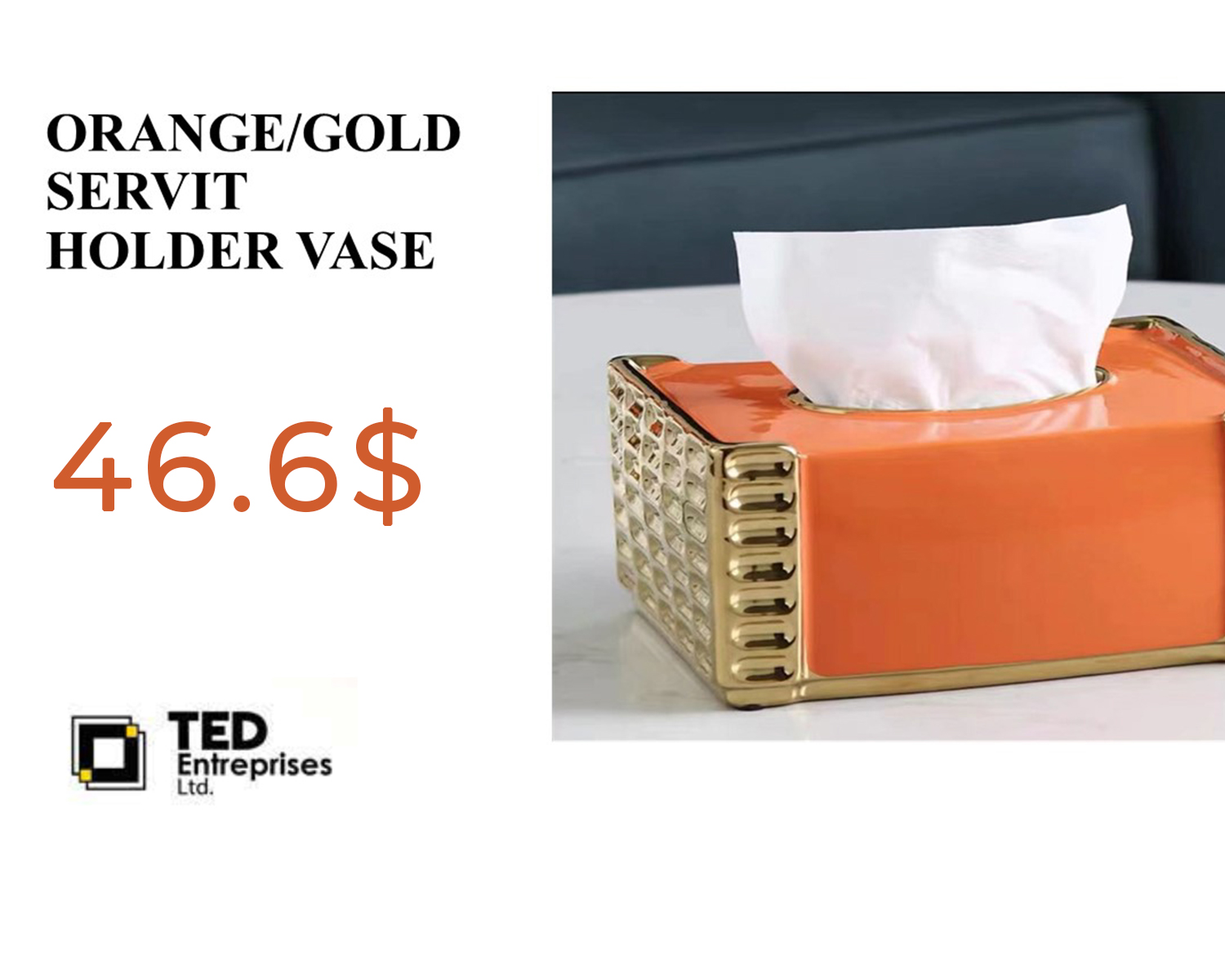 ORANGE/GOLD SERVIT HOLDER VASE