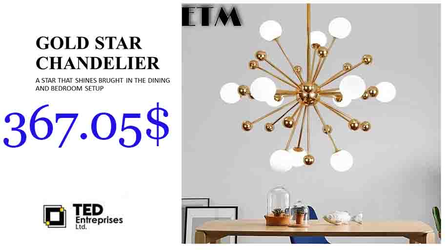 Gold star chandelier